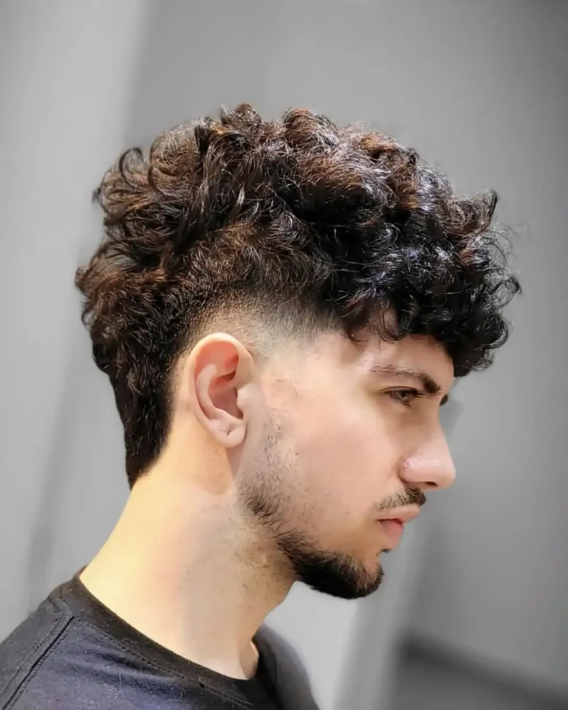 curly mullet fade